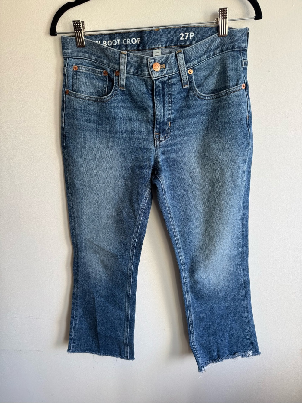 J.Crew Demi Boot Crop Jeans 27P Petite Medium Wash Raw Hem